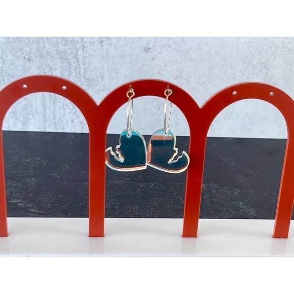 Broken Heart Iridescent Earrings - Picture 4 of 4